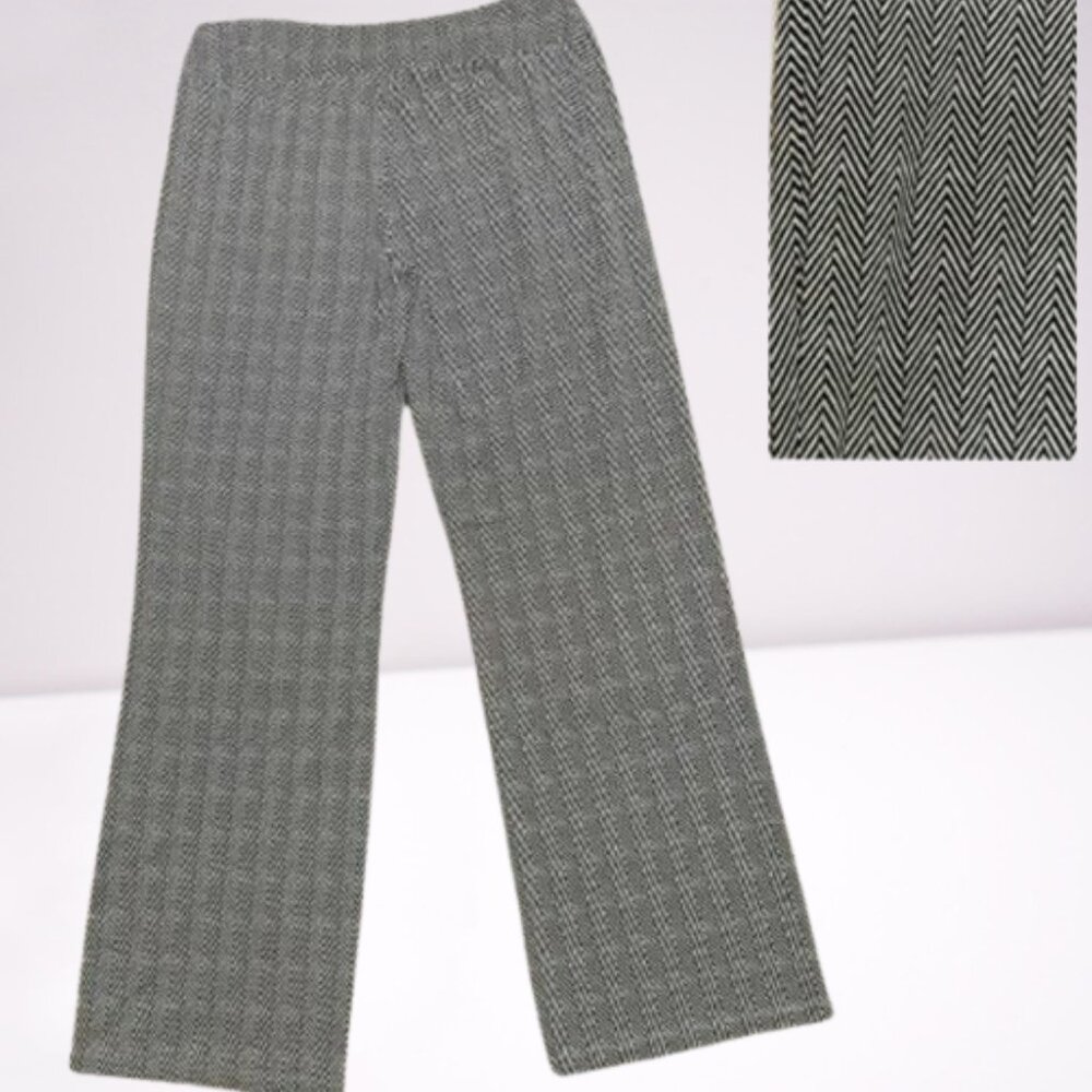 J. McLauglin Carmel Catalina Cloth Herringbone Wide Leg Pants Size L Black/Ivory